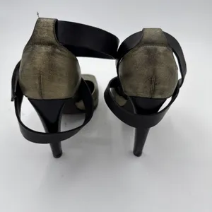 Vera Wang Lavender Metallic & Black Leather Strappy Heel Sandals Size 8.5 thumbnail 7
