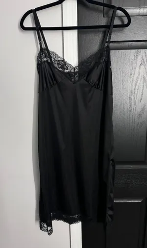Black Satin Dress Size M thumbnail 1
