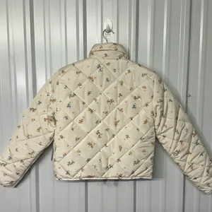 No Boundaries Floral Quilted Bow Jacket Cottagecore Coquette Cropped Puffer NWT thumbnail 3