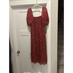 Torrid Midi Dress 1X Smocked Square Neck Chiffon Wedding Guest Flowy Pink Modest thumbnail 6