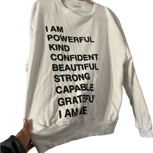 ANINE BING Empowered White Graphic Mockneck Sweatshirt Sweater Pullover Top thumbnail 6