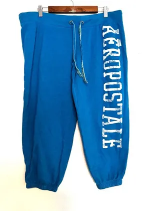 Aeropostale XL Side Spellout Cobalt Blue Jogger Warmup Drawstring Pants Plus thumbnail 1