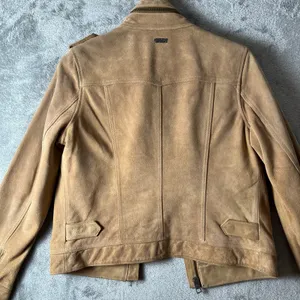 Harley Davidson Women’s Tan Leather Suede Moto Jacket Size M Biker Baddie Zipper thumbnail 3