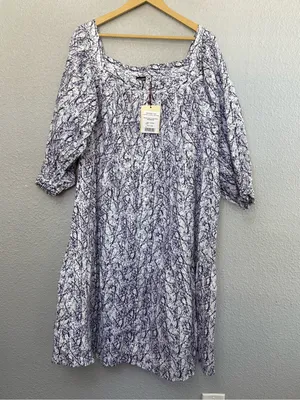 NWT Woodin African Tiered Button Front Dress Size 16 Puff Sleeve thumbnail 1