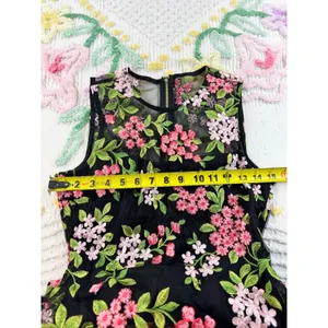 Calvin Klein Floral Embroidered Mesh Mermaid Midi Dress Black Pink 2P CD8L15EZ‎ thumbnail 5