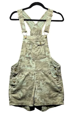 LEI Camo Print Shortall Overalls Green Camouflage Stretch Bibs Size M thumbnail 1
