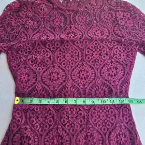 Lulus‎ Remarkable Plum Purple Floral Lace Short Sleeve Mock Neck Dress JML6912 S thumbnail 8