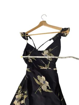 Lulus All Mine Wrap Maxi Dress XXS Navy Blue Floral High Slit Wedding Guest NWT thumbnail 12