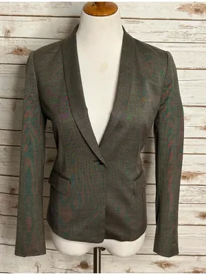 Ann Taylor taupe/brown wool-blend tailored tuxedo-inspired blazer Size 8P thumbnail 1