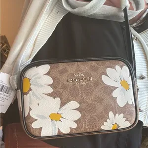 Coach Authentic Signature floral canvas/ smooth leather top zip Crossbody thumbnail 12