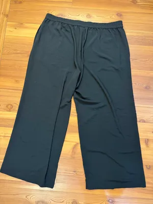 Ava & Viv Black Crepe Wide Leg Pants Women’s Plus Size 2X Elastic Waist Flowy thumbnail 2