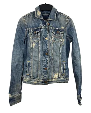 Abercrombie & Fitch Denim Highly Distressed Grunge Y2K Look Jacket Sz S thumbnail 1