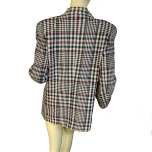 Vintage 1980'S Private Concepts Burgundy & Green Wool Blend Plaid Blazer (10) thumbnail 4