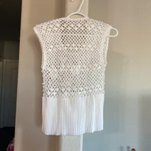 Vintage Le Roy knit sleeveless top vest cottage core bohemian coquette sz S thumbnail 4