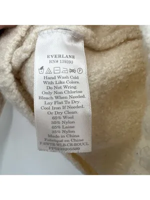 Everlane Cream Wool-Blend Crewneck Sweater Boucle Knit Size Medium Quiet Luxury thumbnail 11