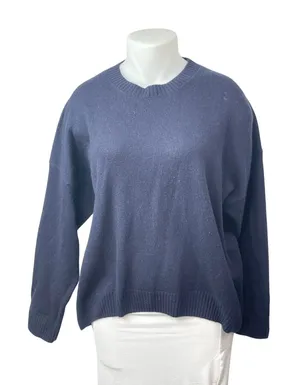 Parke Womens Navy Blue Wool Cashmere Long Sleeve Crew Neck Sweater Top Size L/XL thumbnail 1