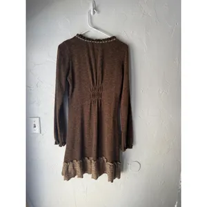 JOHN FASHION Y2k M Brown‎ Knit Sweater Dress Patchwork Forest Fairy Lagen Boho thumbnail 4