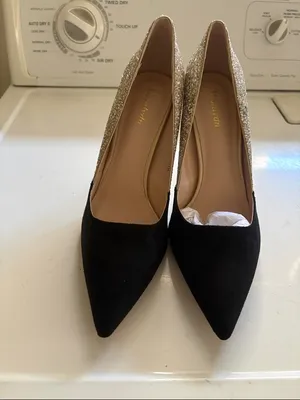 Black and Silver Glitter Pointed-Toe Pumps by size 10 new 4 inchs thumbnail 6