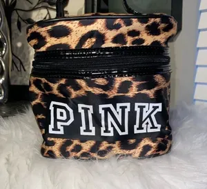 PINK Vintage Y2K Leopard Print Cosmetic Case thumbnail 1