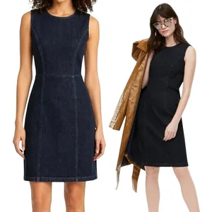 J. Crew Denim Sleeveless Sheath‎ Dress Dark Wash Indigo AK226 Size 10 thumbnail 11