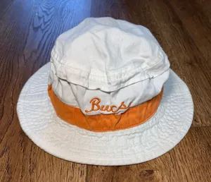 VTG Bucs Hess‎ Embroidered Bucket Hat Creamsicle Orange NFL Tampa Bay Buccaneers thumbnail 1