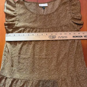 Ruffle Sleeve Tiered Midi Long Short Sleeve Alredine Dress NWOT Casual‎ Brown XS thumbnail 6
