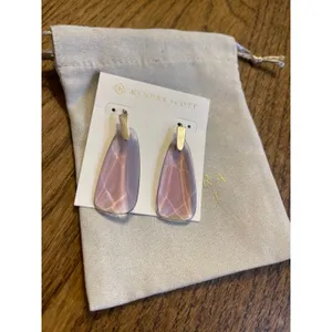 Kendra Scott Maize Drop Earrings Translucent Violet Glass Brushed Gold Tone Post thumbnail 2