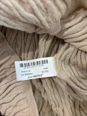 New With Tags Zara Beige Knit Textured Funnel Neck Top Sz M thumbnail 5