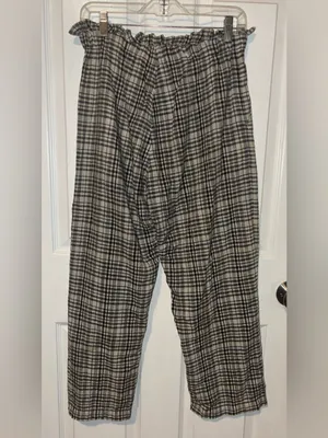 The Great Gunny sack Plaid Paperbag Waist Cropped Pants - Black & White size 1 thumbnail 5