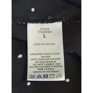 Chiffon Black Polka-dot‎ Long Tab Sleeve Blouse Size Large V Neck Lightweight thumbnail 7