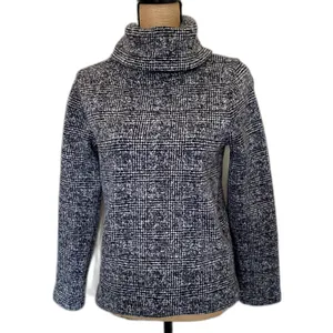 J. Crew Glen Plaid Funnel Neck Thick Fleece Pullover Black Gray Size Small‎ thumbnail 2