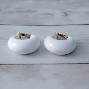 Vintage Sarah Coventry Clip On Earrings - Retro Chunky White Hoops thumbnail 5