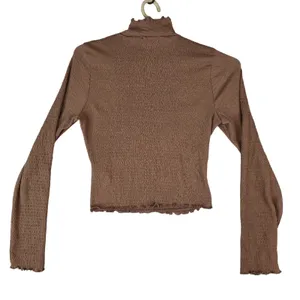 Altar'd State Crop Top Long Sleeve Size Large Burnt‎ Orange Shirred Fabric thumbnail 2