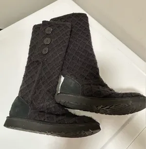 Ugg Lattice Cardy Knit Boots Black Size 7 thumbnail 1