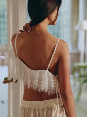 NWT LyreBird Anthropologie Ivory Lace Swing Crop Cami Boho Romantic Top Size M thumbnail 3
