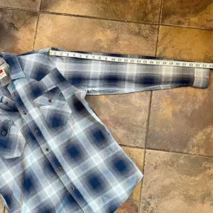 Wrangler Blue Plaid Button Up Long Sleeve Shirt Medium thumbnail 5