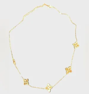 Gold Plated Stainless Steel Flower Necklace 16”- 18” thumbnail 1