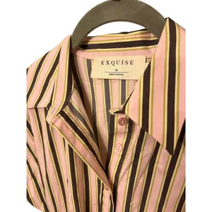 Anthropologie Exquise Raina Short Sleeve Midi Dress Size XS Pink Brown Stripe thumbnail 6