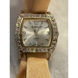 Avenue Gold Tone‎ Crystal Rhinestone Bezel Quartz Watch Snap Band Women thumbnail 2