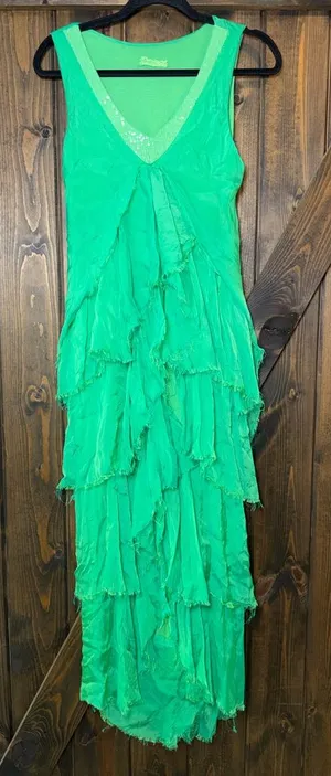 Unbranded‎ Italian Silk Blend Ruffled Tiered Maxi Dress thumbnail 1