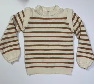 PrettyGarden Cream Sweater Tan Stripes size S thumbnail 1