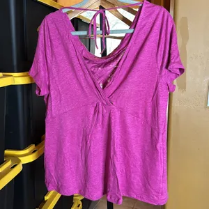 Anthropologie Maeve Fuchsia Linen Back Twist Tie Top Size Large thumbnail 8