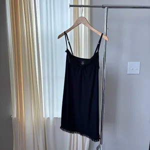 George‎ Black Slip Medium Soft Sleep Lounge Dress Ruffle Trim Coquette Babydoll thumbnail 7
