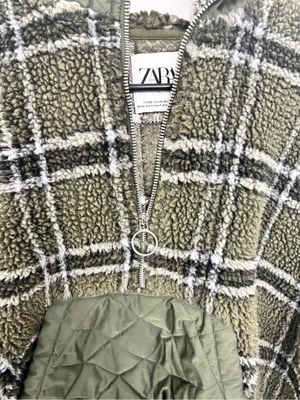 Zara Green Plaid Sherpa Fleece Quilted Pocket Pullover Hoodie (XS) thumbnail 4