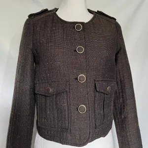 Cartonnier Tweed Equestrian Women Jacket Sz 4 Brown Preppy Cropped Anthropologie thumbnail 13
