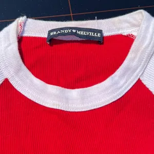 Brandy Melville XS red grey rubbed cropped T shirt thumbnail 3