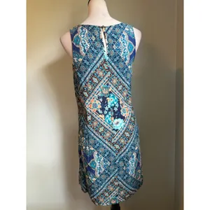 Maurice's Blue Floral fairy whimsi Boho Rayon Sleeveless mini Dress Small resort beach y2k thumbnail 3