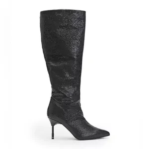 New! All Saints Women's‎ Nori Shimmer Knee High Boots Leather Black Sz 7 $429 thumbnail 4