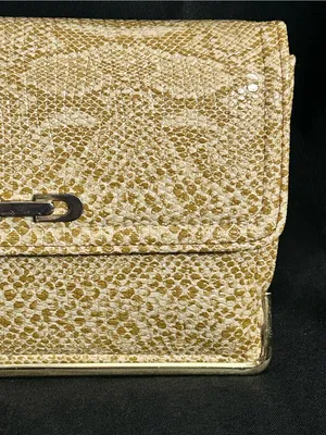Gold Snakeskin Embossed Women’s Clutch Bag thumbnail 4