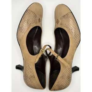 Franco Sarto Womens Mary Jane Pumps Tan Suede Snakeskin Embossed Heel Size 7M thumbnail 5